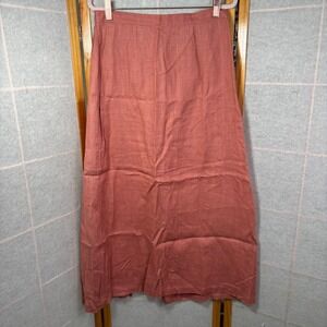VTG T. Garment Vintage 100% Linen Maxi Skirt Large Terracotta Pink Made in USA